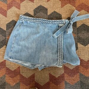 Light Blue Braided Denim Skort